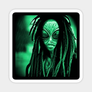 Funny Retro Dreadlock Alien Invader Vintage Sci-fi Space Planet X Magnet