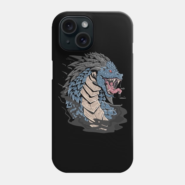 dragon head - blue colour - angry face - dragon boat festival Phone Case by Spring Moon