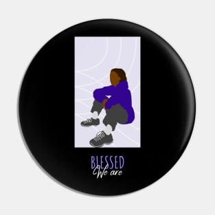 We Are Blessed - Purple Casual Sitting Brown Skin Girl Black Girl Magic Afro Kwanzaa Black Owned Business Design Pin
