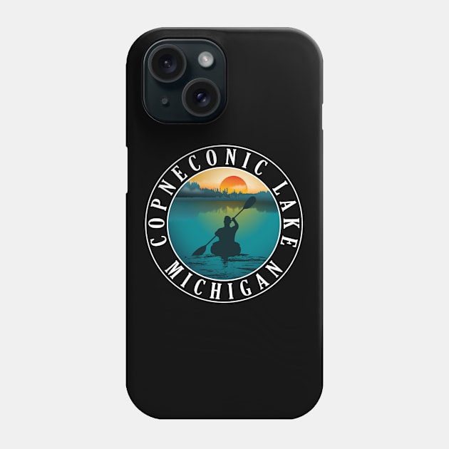 Copneconic Lake Kayaking Michigan Sunset Phone Case by BirdsEyeWorks