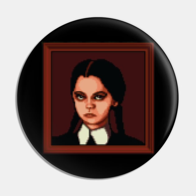 Wednesday Addams Portrait Pixel Art Pin by inotyler