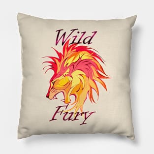 Lion Wild Fury, filled, red orange, darker Pillow