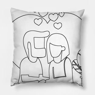 Illustration with romantic dinner. Dating. Valentines day celebration Pillow