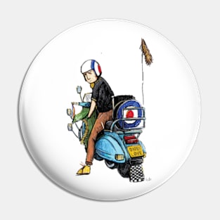 Retro Scooter, Classic Scooter, Scooterist, Scootering, Scooter Rider, Mod Art Pin