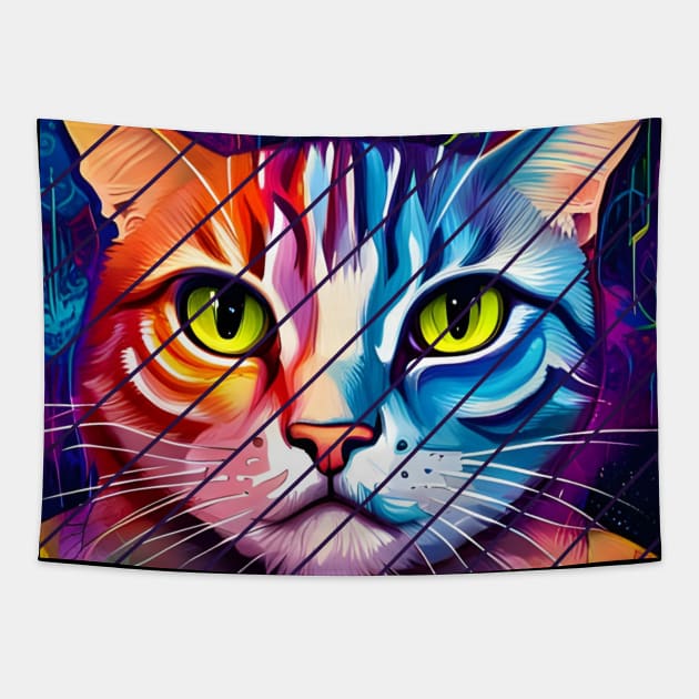 angry cat Tapestry by mdr design