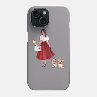 A Girl and Corgies Phone Case