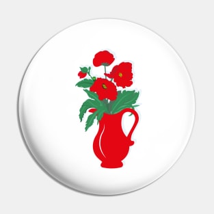 Poppy Bouquet Red Poppies Flowers Pitcher Pin