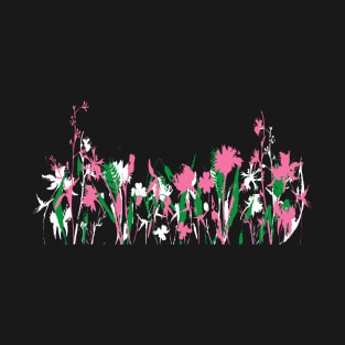 Pretty Pink Green and White Garden Wildflowers T-Shirt