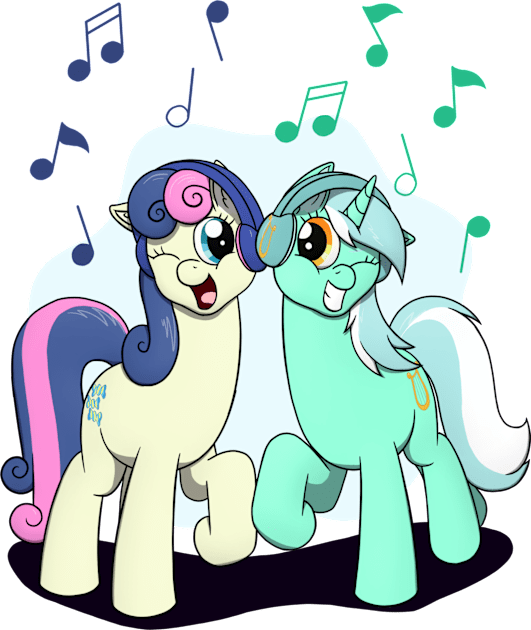 Lyra & Bon Bon with Headphones Kids T-Shirt by Heartbeat Unicorn