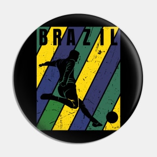 Vintage Grunge Brazil Football - Futbol Pin