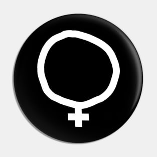 Minimal Female Gender Symbol White Line Pin