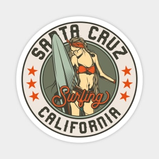 Vintage Surfing Badge for Santa Cruz, California Magnet