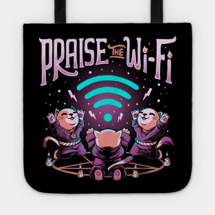 Praise the Wifi Funny Evil Worship Cats Tote