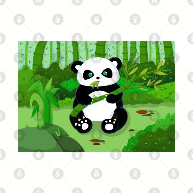 Cute Panda Munching on Bamboo by zarya_kiqo