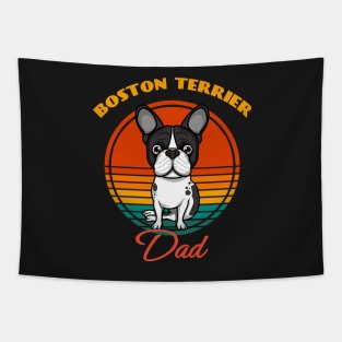 Boston Terrier Dad Dog puppy Lover Cute Sunser Retro Funny Fathers Day Tapestry