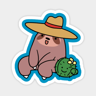 Cowboy Hat Sloth and Cactus Magnet