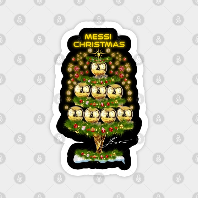 Funny Christmas Messi Christmas Tree 8 Ball D’or Magnet by Chea Shepherd