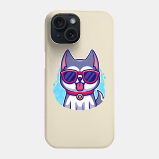 Cool Husky Dog Wearing Glasses Cartoon Phone Case