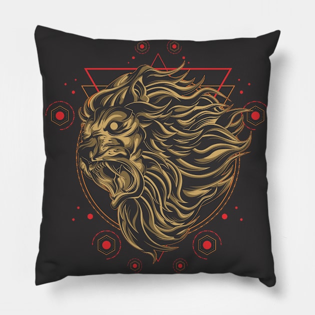 Raging lion Pillow by King Tiger