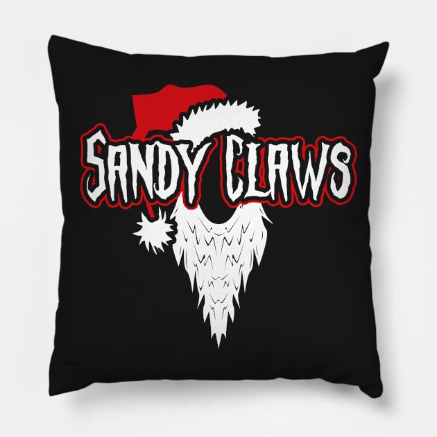 Here Comes Sandy Claws Pillow by asmallshopandadream