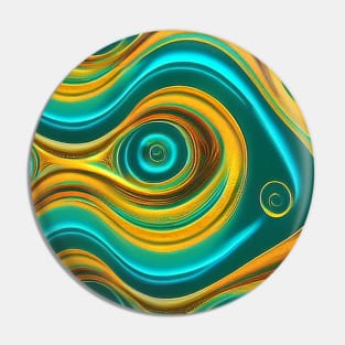 Abstract Turquoise and Gold Swirls Pin