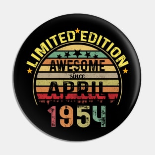 Vintage Born in April 1954 70 Years Old 70th Birthday Gift Men Women Pin