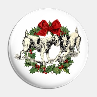 Terrier Dogs Celebrate Christmas Pin