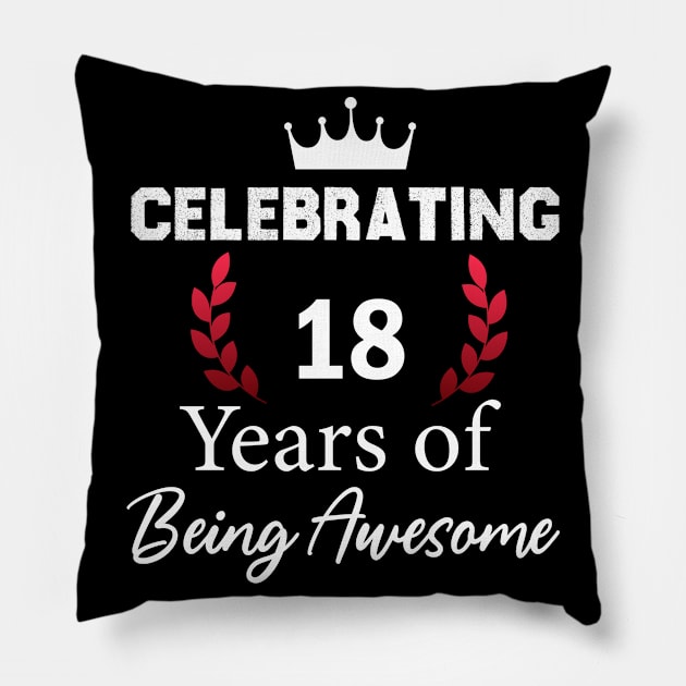 18 Years of Being Awesome, 18 year old birthday gift Pillow by foxfieldgear