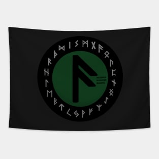 Green Ansuz Futhark Rune Symbol Tapestry