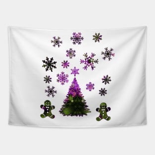 Kaleidoscope Christmas Green and Purple Tapestry