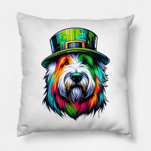 Old English Sheepdog Ready for Saint Patrick's Day Pillow