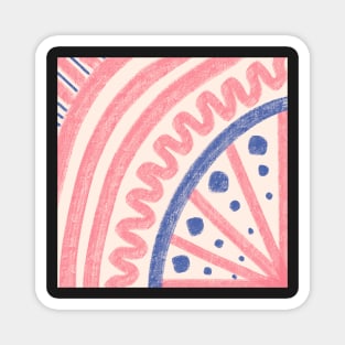 Waves and spots in strawberry blush pink and soft cobalt blue Magnet