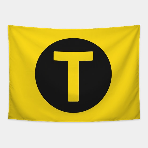 letter t yellow Tapestry by persa