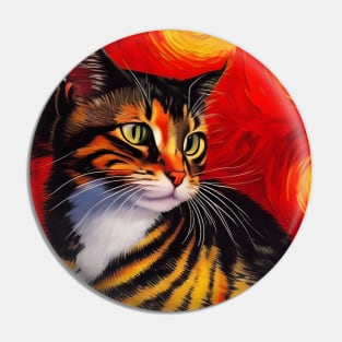 Colorful painting of a cat Pin