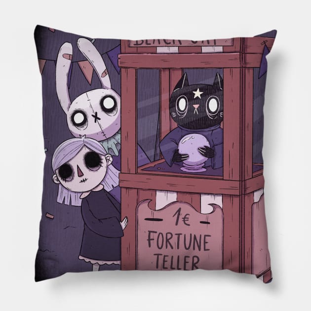 Black Cat Fortune Teller Pillow by Sickyll