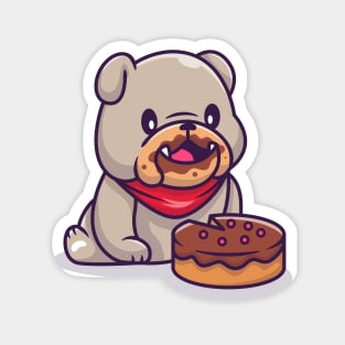 Cute Bulldog Eating Cake Magnet