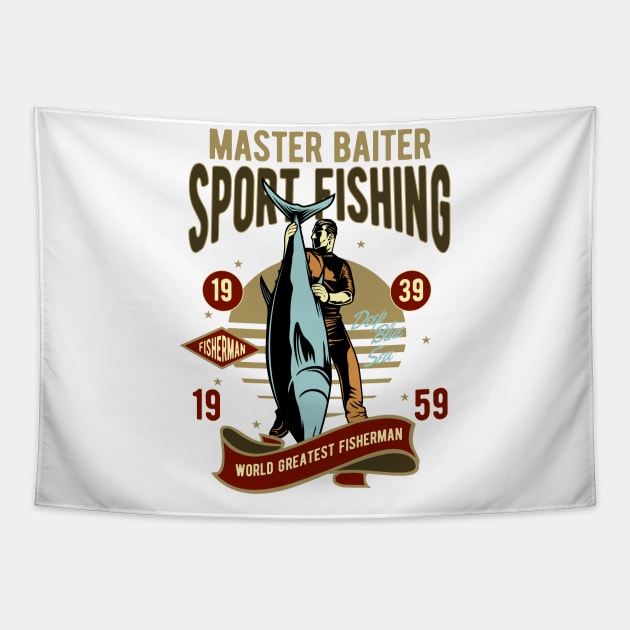 Vintage Sport Fishing Tapestry by RockabillyM