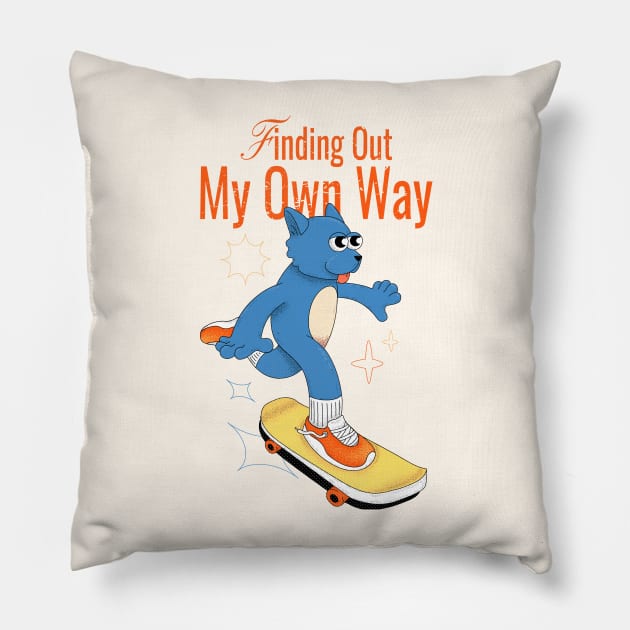 Skater Dog Pillow by fluff.merch