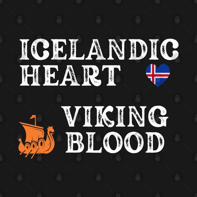 Icelandic Heart Viking Blood. White text,  Gift ideas for historical enthusiasts. by Papilio Art