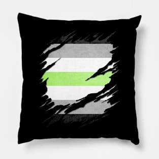 Agender Pride Flag Ripped Reveal Pillow