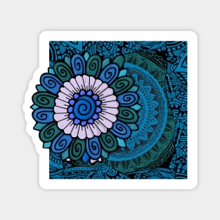 Blue zentagle flower Magnet