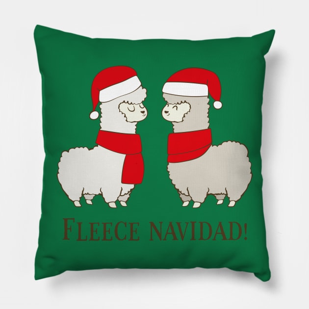 Fleece Navidad, Funny Cute Alpaca Christmas Pillow by Dreamy Panda Designs