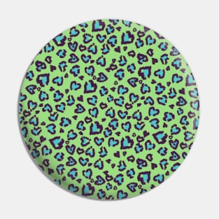 Valentine Leopard Pattern in Blue on Green Pin