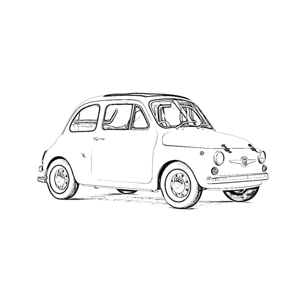 Fiat 500 Wireframe by Auto-Prints