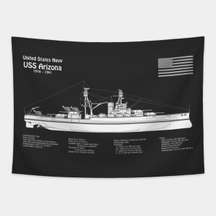 USS Arizona Battleship bb-39. World War II. Sunk on Pearl Harbor - PDBpng Tapestry