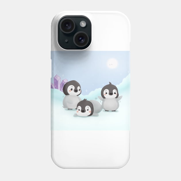 Three Cute Emperor Baby Penguins Phone Case by heydinasaur