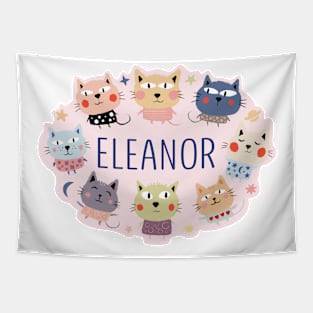 Eleanor name with cartoon cats Tapestry