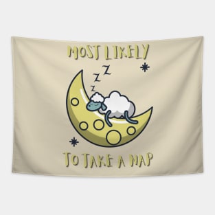 Most Likely To Take A Nap - Funny Sheep Tapestry