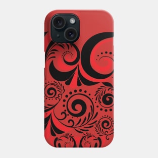 Red black Folk Floral Heart Phone Case