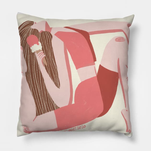 Lunge for Ice Cream Pillow by samsum.art